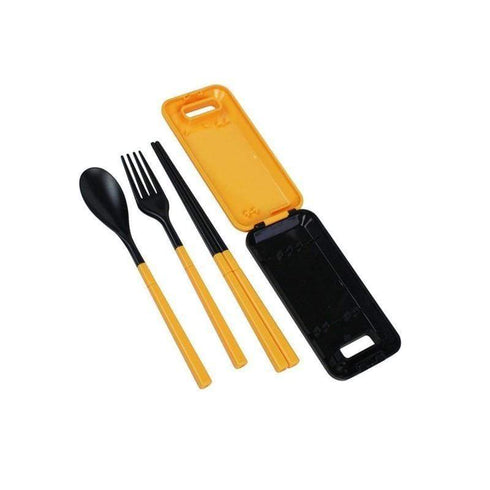 AussieSuperStore Homeware Supplies Portable Travel Kids Adult Cutlery Fork Chopsticks Spoon Camping Picnic Gift Set Yellow Portable Travel Kids Adult Cutlery Fork Chopsticks Spoon Picnic Set CBCUTLERYKITYEL